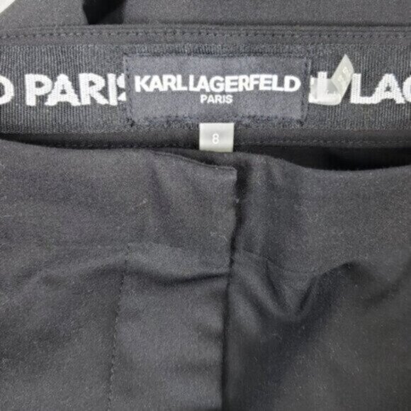Karl Lagerfeld Paris Cropped Straight Skinny Black Dress Pant Gold Hardw… - Picture 7 of 16